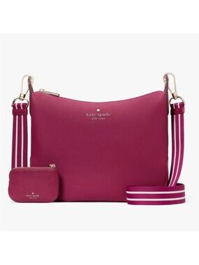 kate spade Magenta Pebble Leather Crossbody with Striped Strap